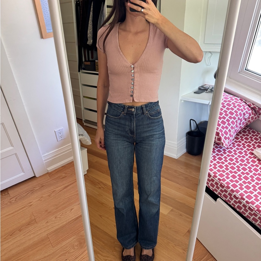 Reformation Dusty Pink Ribbed Knit Top